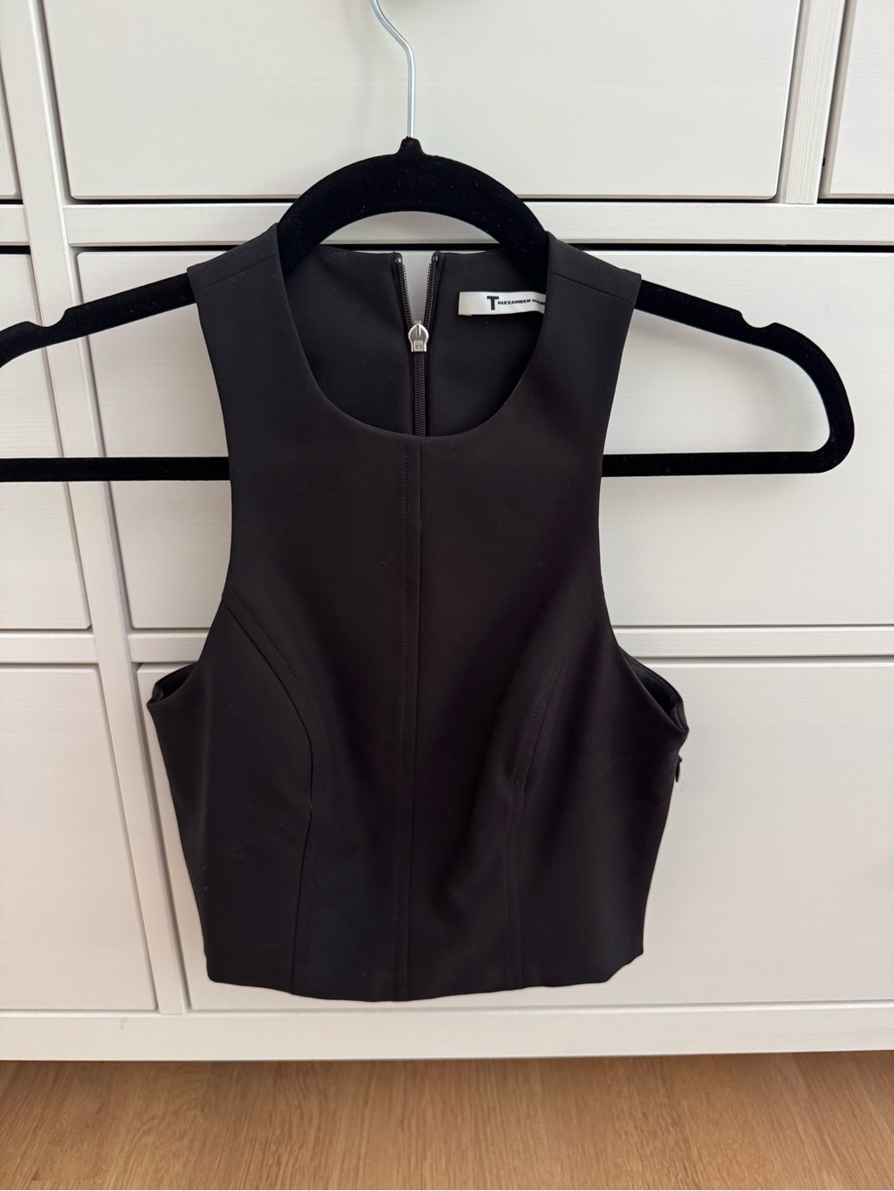 T by Alexander Wang Black Fitted Cropped Tank